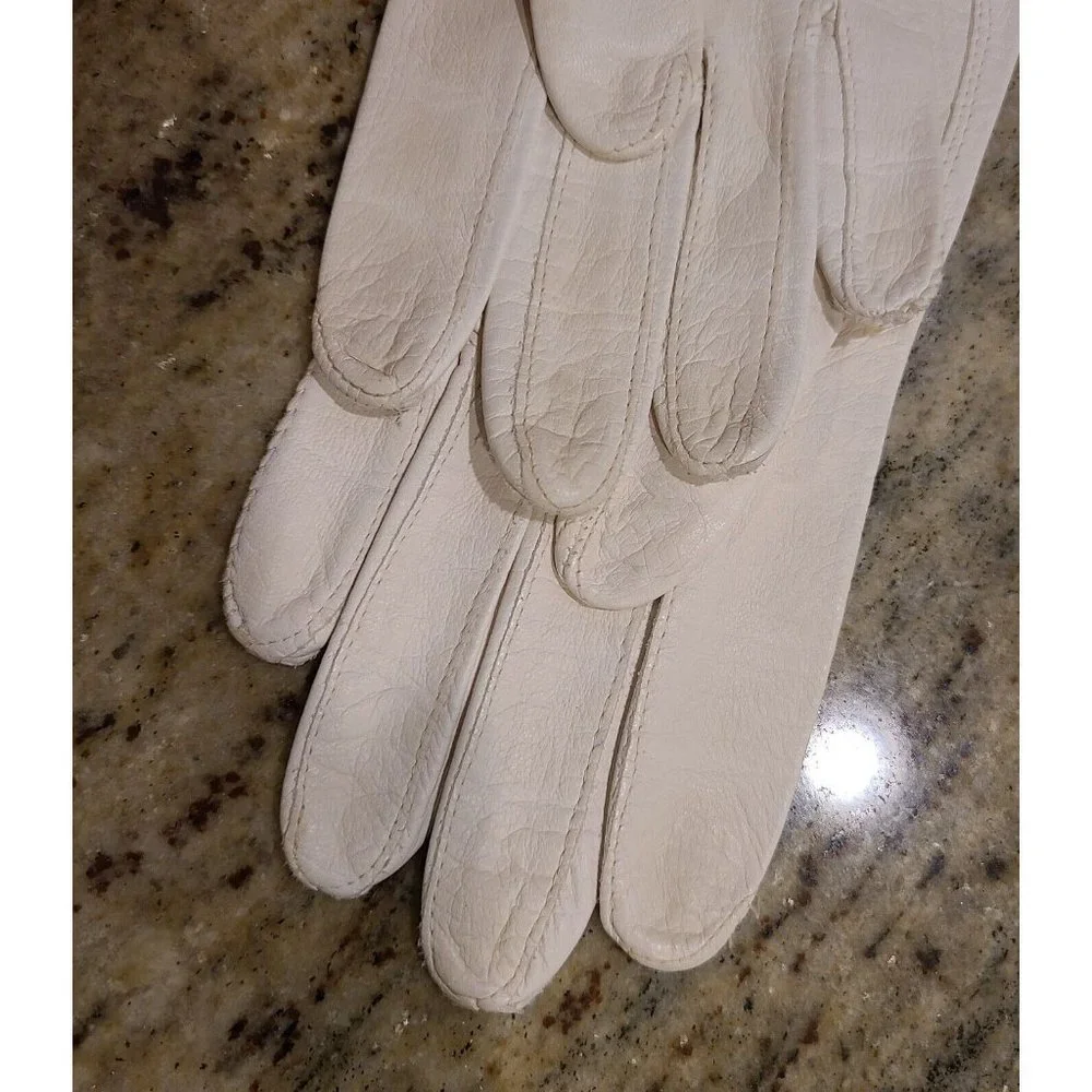 Vintage Size S Off White Soft Leather Formal 14